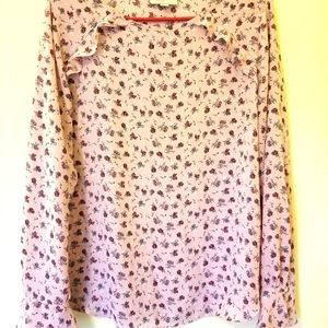 LOFT Pink Flowered Shirt